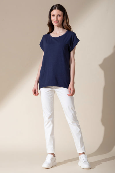 Navy T-shirt with cap sleeve