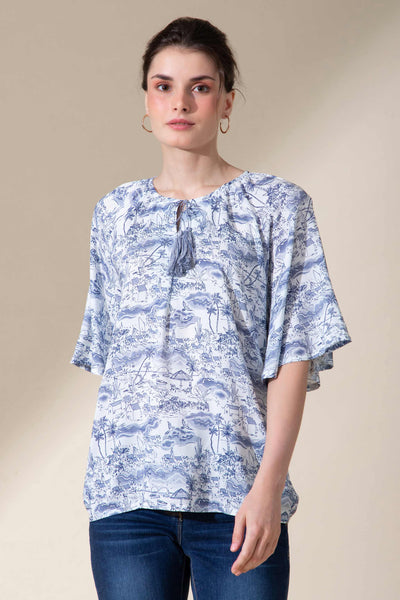Blue Forest Printed Blouse