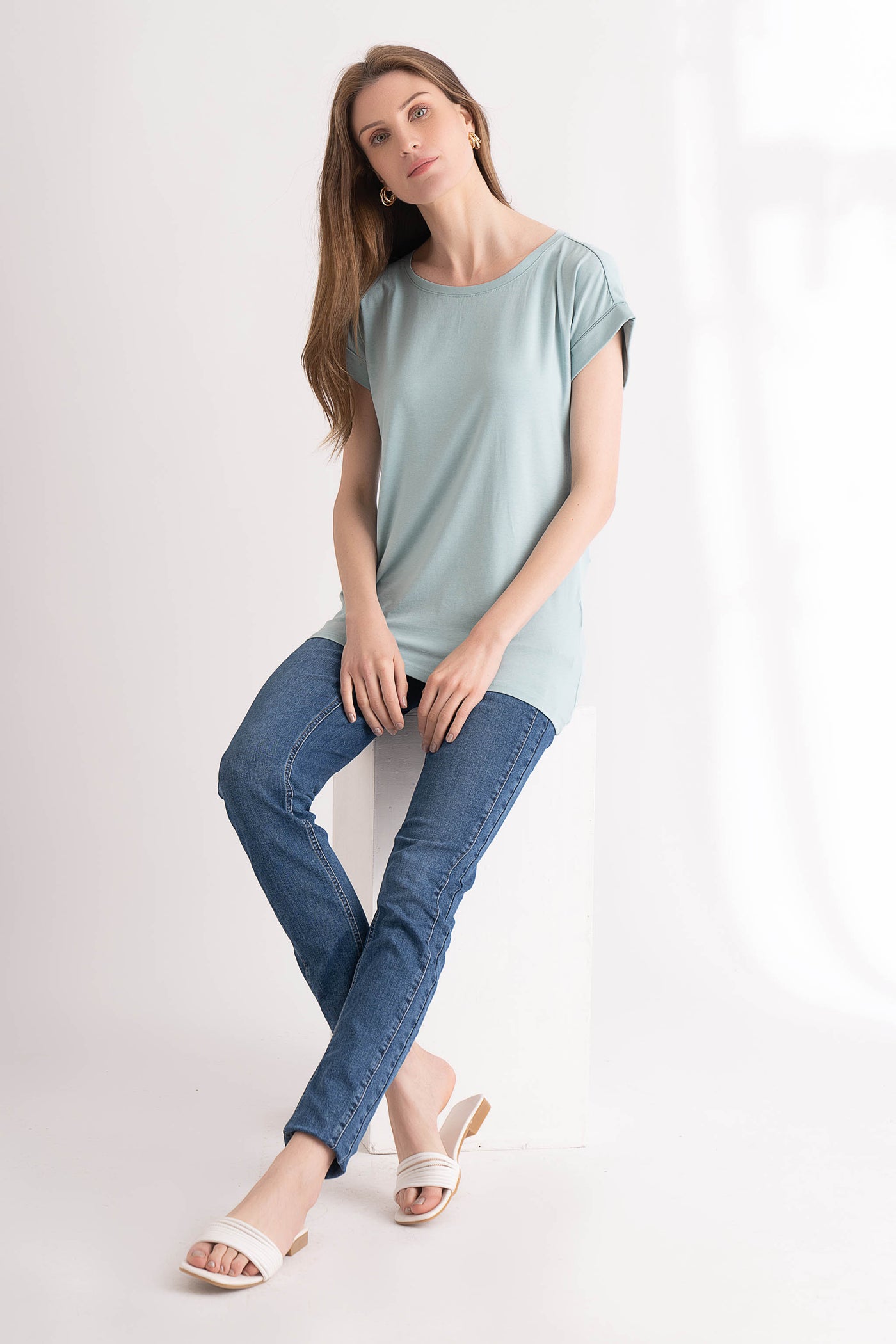Sea Green T-shirt with cap sleeve