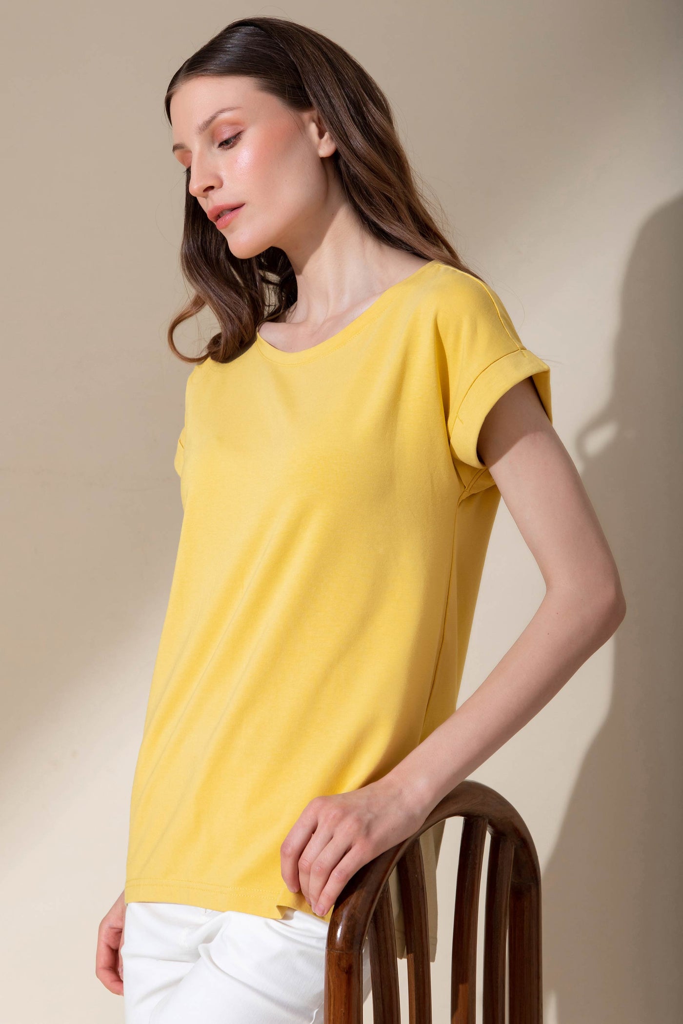 Misted Yellow T-shirt with cap sleeve