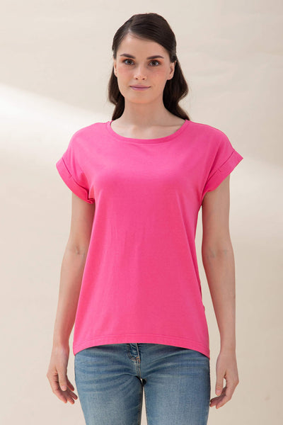 Pink T-shirt with cap sleeve
