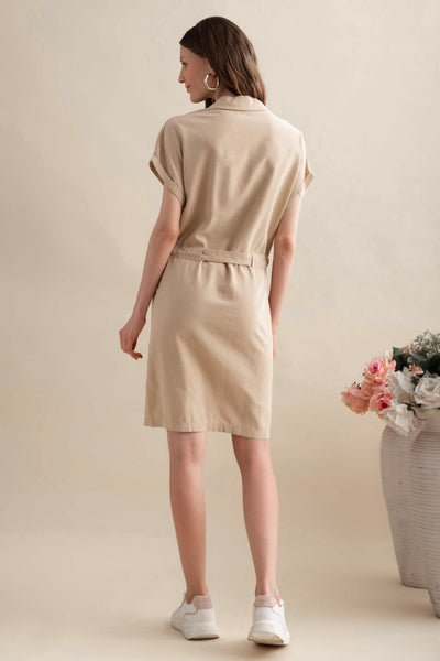 Beige Knee-Length Dress