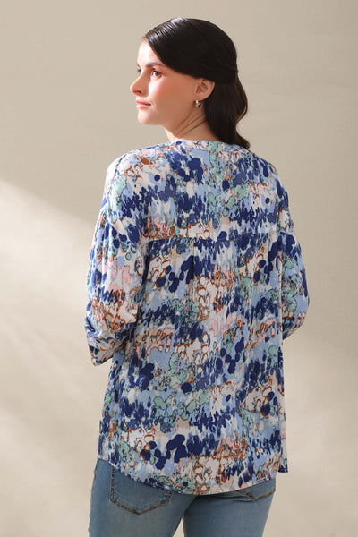 Blue Abstract Printed Top