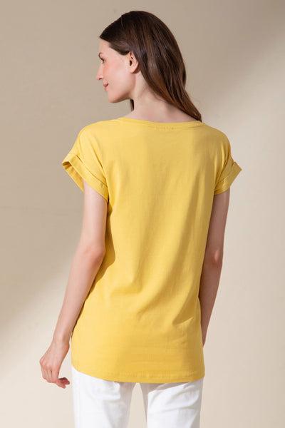 Misted Yellow T-shirt with cap sleeve