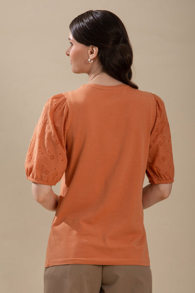 Sunburn T-Shirt with Embroidered Sleeves