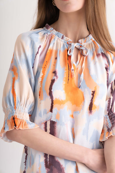 White Abstract printed Blouse