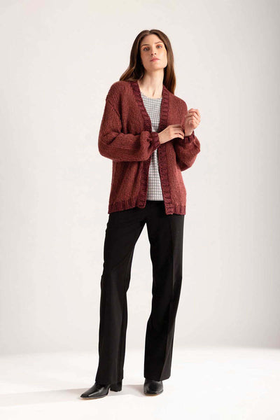 Oxblood Red Knitted Cardigan