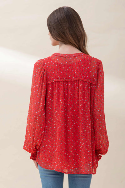 Poinsettia Red Blouse