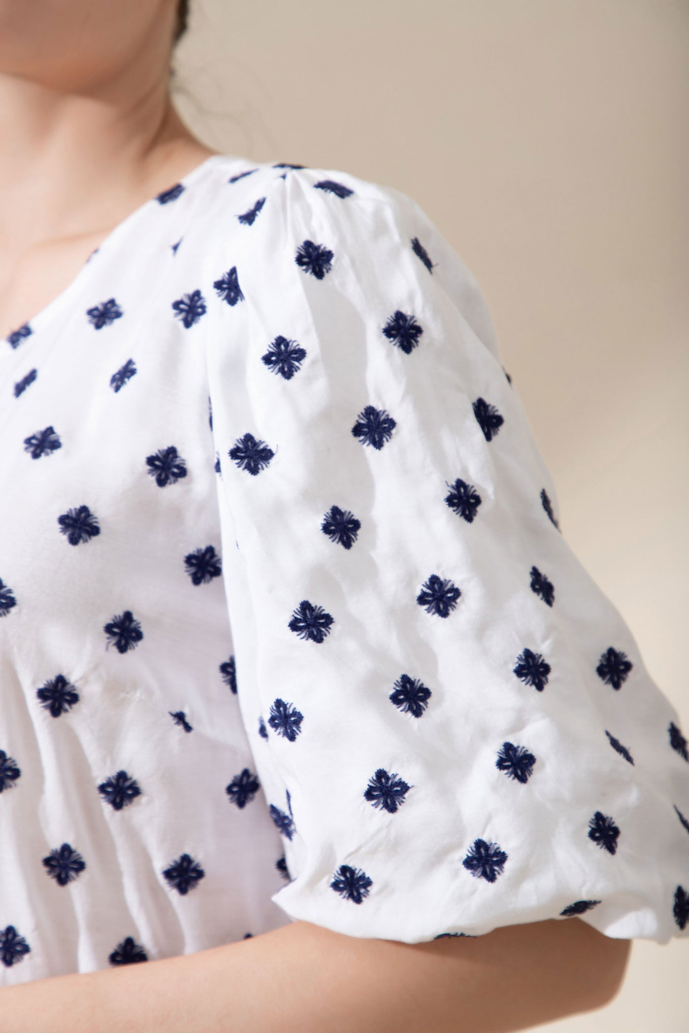 Embroidered Navy Blouse