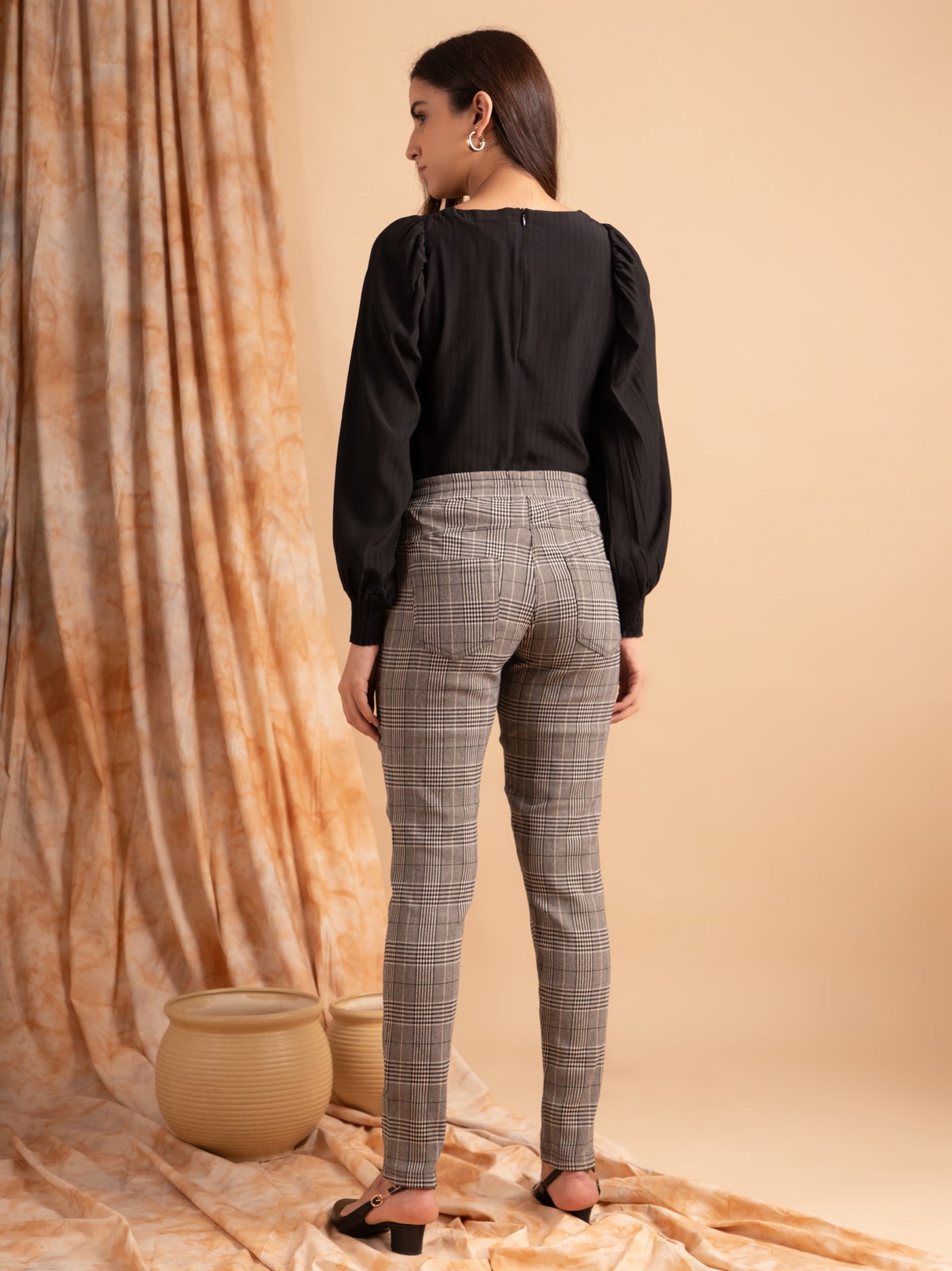 Black and Grey Check Trousers
