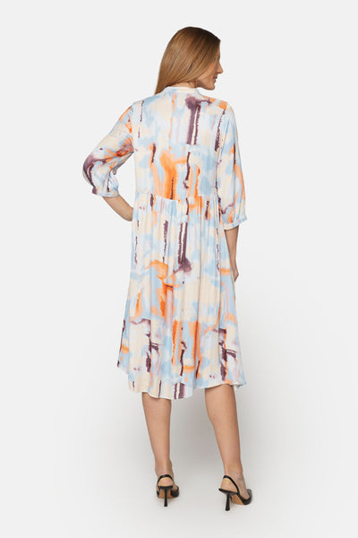 White Abstract Printed Dress