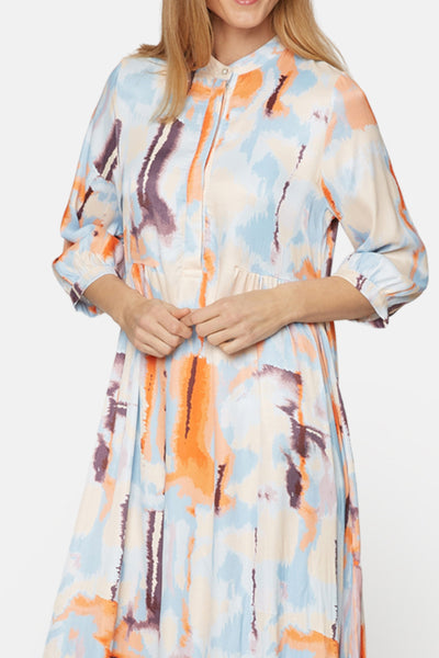 White Abstract Printed Dress